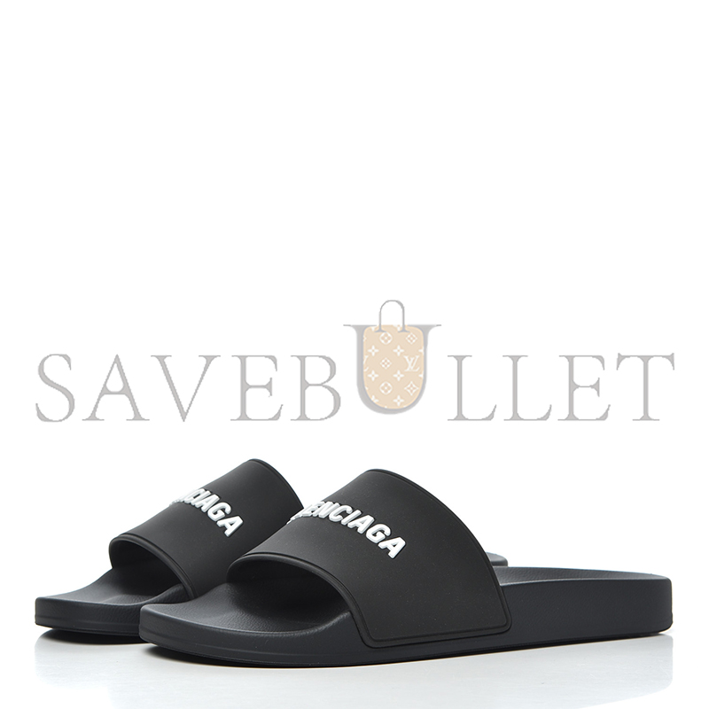 Ba*len*cia*ga pvc logo mens pool slide sandals black